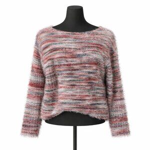 Anthropologie Multi-Color Eyelash Plush Knit Sweater Scoop Neck M